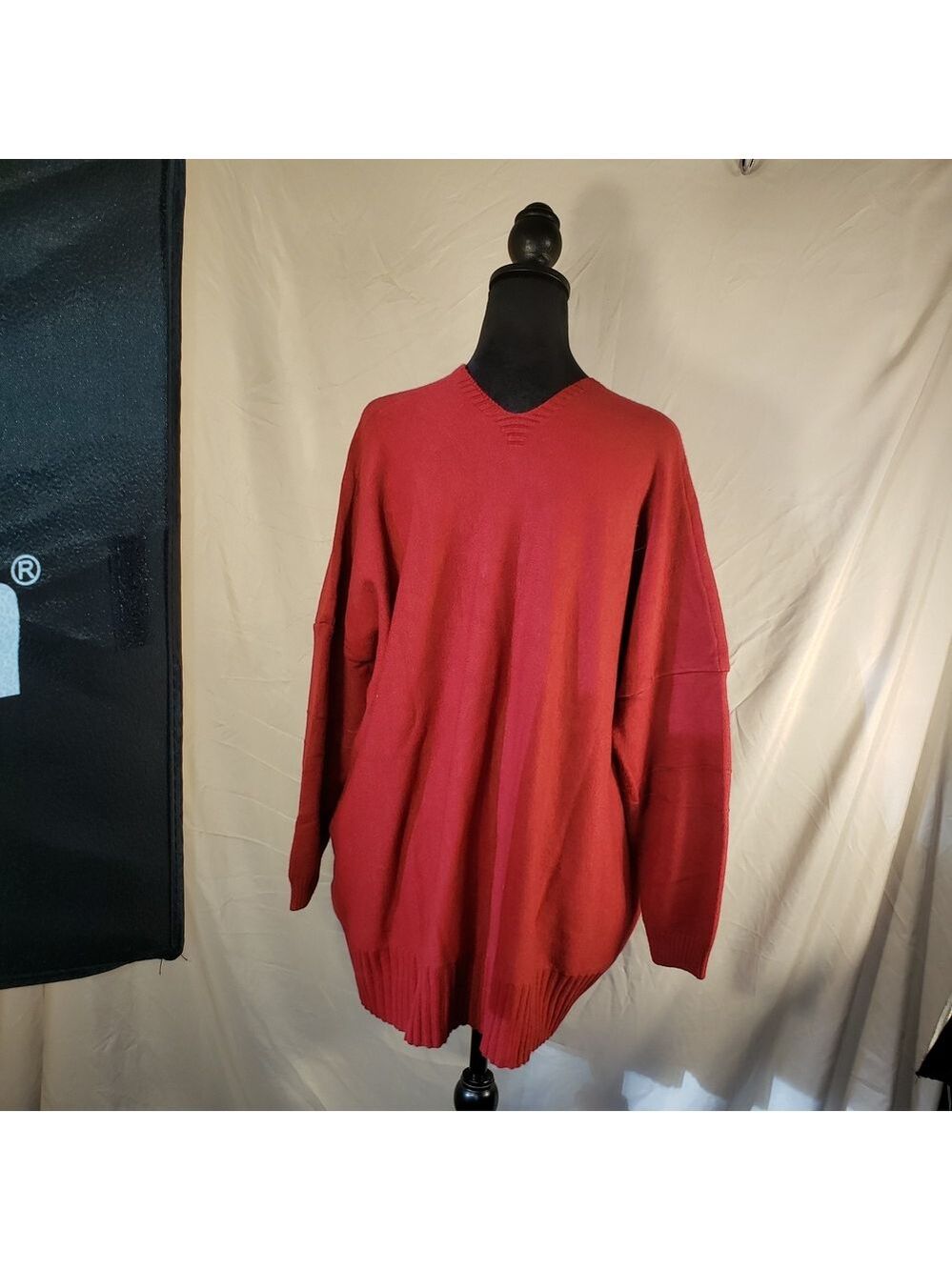 Women's V-Neck Red Sweater - Picture 5 of 5